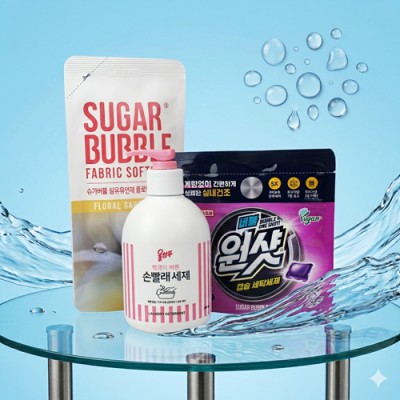 버블원샷 캡슐세제 애경 울샴푸 용기 손빨래세제  3종세트