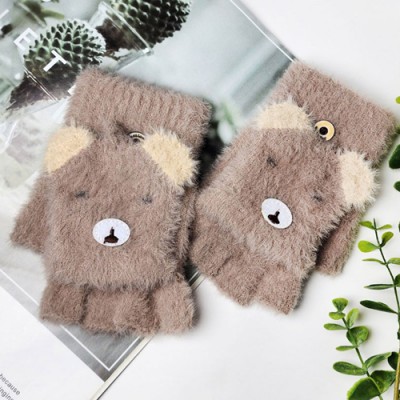 플러시 보송베어 터치가능 반장갑