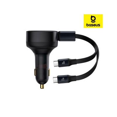 베이스어스 차량용 충전기 릴 케이블 멀티 듀얼 시거잭 자동차 고속 충전 33W 엔조이먼트