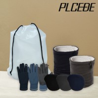 플씨드 겨울 4종 EVA파우치 A세트 (극세사 터치 장갑+프리미엄 넥워머+왕 귀마개)