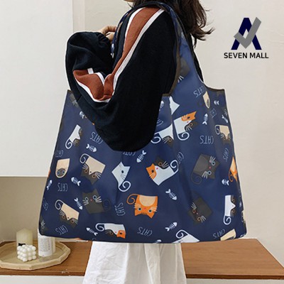 세븐몰 고양이 포켓 장바구니 시장가방 에코백