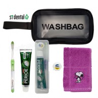 휴대용세면백 4호 M파스텔클린칫솔 페리오100g치약 치실 송월핸드타올 여행용세트(쇼핑백포함)