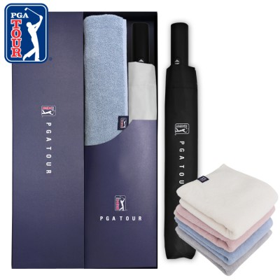 PGA 2단완전자동 암막 우양산+200g 코마사 면사타올 세트