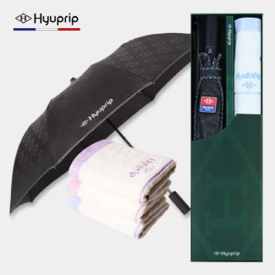 협립 2단 엠보 바이어스 자동우산 +협립눈꽃타월-세트