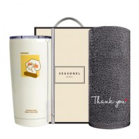 시즈넬 선물세트 카카오 춘식이 빨대 텀블러+송월타올 땡큐190