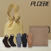 플씨드 겨울 4종 복주머니 파우치 H세트 (글로우 시크 넥워머+스웨이드 터치 장갑+방한덧신)