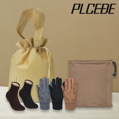 플씨드 겨울 4종 복주머니 파우치 H세트 (글로우 시크 넥워머+스웨이드 터치 장갑+방한덧신)