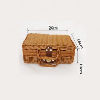 CD822 네이쳐 클래식 소풍 도시락 가방 수납 라탄 피크닉 가방(26*18*10cm)