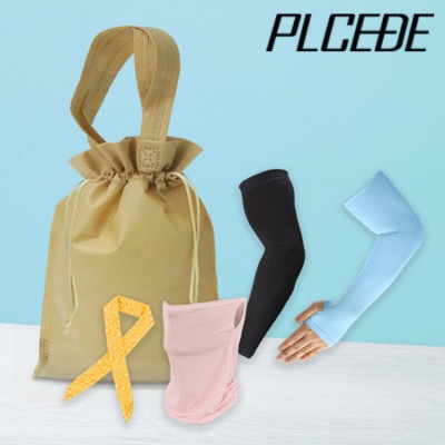 플씨드 여름 5종 복주머니 파우치 B세트 (일반 밴딩 쿨토시+고급 손등커버형 쿨토시+물방울 쿨스카프+귀걸이 쿨마스크)