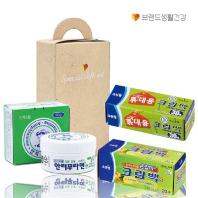 크린랩 브생건330호(휴대용30매 크린백+손잡이20매 위생백+유한양행 안티푸라민연고)