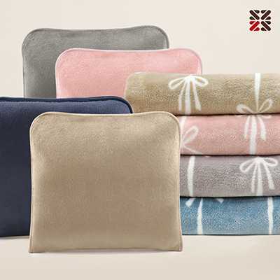 리본극세사쿠션담요