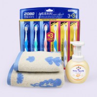 2080 이중미세모 칫솔 6입 아이깨끗해  타올 9종세트