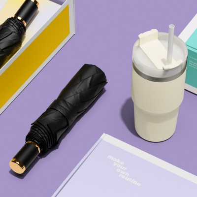 벨솔라 선물세트 모던 수동 암막 우양산 + 밀크티 텀블러