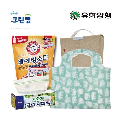 친환경스위트홈세트35호(크린랩지퍼백+암앤해머베이킹소다500g+특대형시장가방)