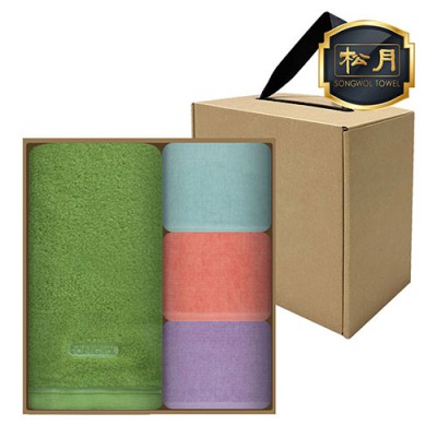 [송월] 컬러풀170g 1장+컬러고리 핸드타올 3장(4매세트)