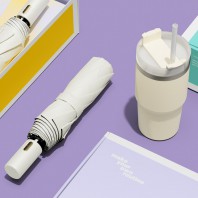 벨솔라 선물세트 골드버튼 자동 3단 암막 양우산 + 밀크티 텀블러