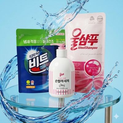 애경  울샴푸 손빨래 용기 380ml 비트 캡슐세제 3종세트