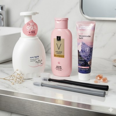 핸드워시 아이깨끗해 450ml  LG 엘라스틴 샴푸 치약 칫솔 5종세트