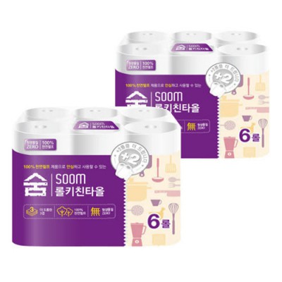 2558 숨 키친타올 3겹140매 6롤 천연펄프