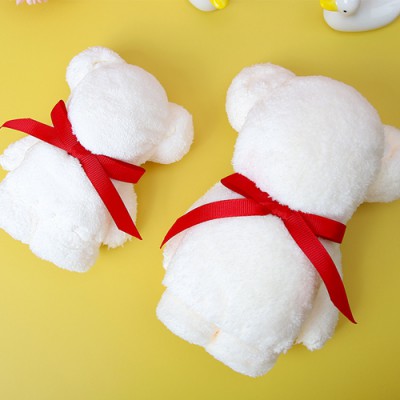 미니 레드리본 와플 베어 수건 K2528