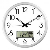 350 무소음 디지털카렌다 온도 실버벽시계