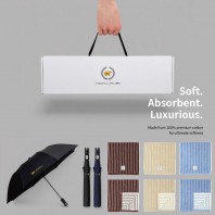 잭니클라우스 2단폰지 우양산+호텔수건 스트라이프 180g (국산) 선물세트