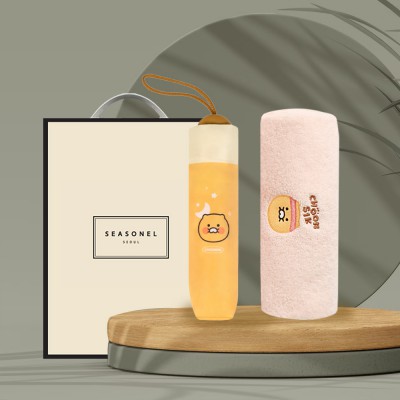 시즈넬 선물세트 카카오 수동우산+카카오 코마사타올(1개)