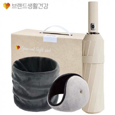 브생건 방한세트 97호(벨벳 넥워머+24K UV차단 3단 완전자동암막 우산+청음 귀마개)