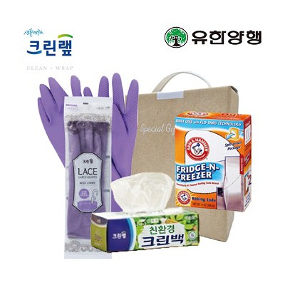 친환경스위트홈세트64호(암앤해머냉장고탈취제+크린랩크린백+레이스고무장갑)