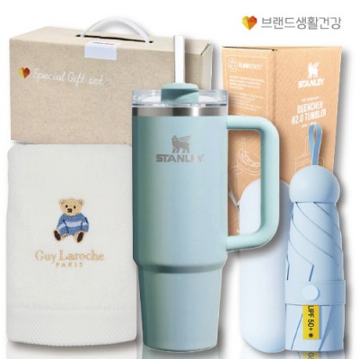 브생건39호(스탠리 퀜처887ml텀블러+5단 UV암막 양우산+고려황제베어150g타올수건)