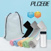 플씨드 여름 4종 EVA파우치 A세트 (뱀부얀 쿨타올+국산 라인 쿨토시+보틀 350ml)