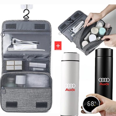 LED 온도계 텀블러 보온병 500ml+여행용 세면 파우치 캐리어 워시백