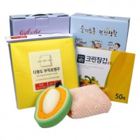 고급 부직포행주3매입+크린장갑100매+주방타올+과일수세미(케이스 이미지 변경가능)