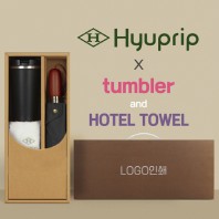 협립 3단60엔티크 고밀도 완전자동우산 +스마트온도계 카페텀블러+협립호텔코마170타월-세트