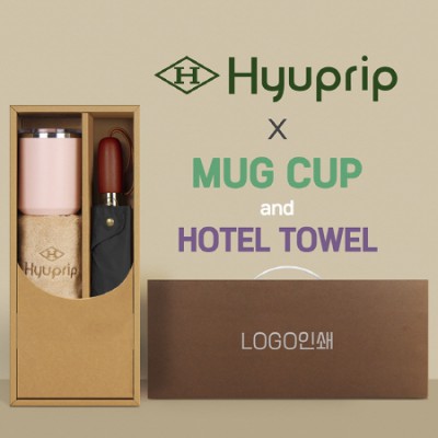 협립 3단60엔티크 고밀도 완전자동우산 +로하스 머그컵+협립40수호텔코마180타월-세트