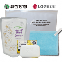 스위트홈세트5호 (유한양행주방세제+LG온더바디비누1개+국산1등급주방타올1개)3종(지퍼백)