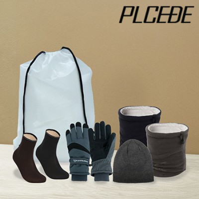 플씨드 겨울 5종 EVA파우치 C세트 (투톤 방수 터치 장갑+플씨드 기모 숏비니+프리미엄 넥워머+방한덧신)