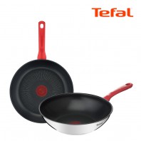 테팔 에디션 레드 인덕션 프라이팬 28cm+궁중팬 28cm+유리뚜껑