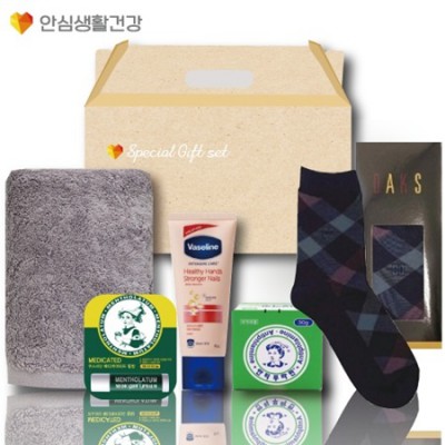 돌봄케어126호(닥스양말+국산타올170g+바세린 핸드크림+유한양행 안티푸라민연고+멘소래담 립밤)
