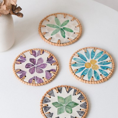 로페리아 라탄 조개껍질  컵받침(0216517)