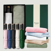 라이트핏 블랙그립 3단수동 암막양우산+보송보송데일리 순면타올 135g 우산타올 선물세트