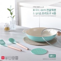 프로벨라 세라믹(국내산) 전골웍팬 28cm+조리도구 4종세트