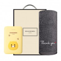 시즈넬 선물세트 카카오 보조배터리+송월 땡큐 타올190g