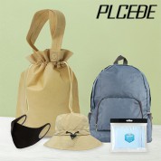 플씨드 사계절 5종 복주머니 파우치 C세트 (일체형 접이식 등산모자+경량폴딩백팩+고급 손등커버형 쿨토시+쿨 패션 마스크)