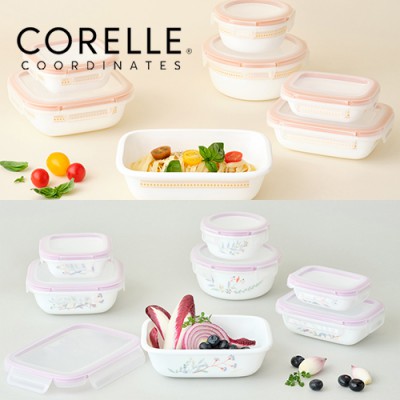 코렐_코디네이츠 밀크글라스 밀폐용기 풀세트 7종 (산호세/자카드밴드)