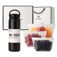 웰세스 실리콘지퍼백3종+텀블러세트 (500,1000,1500ml,텀블러1개)