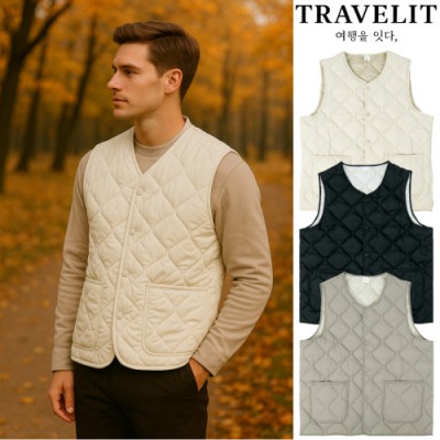 트래블잇 데일리 웜 초경량 패딩 조끼-웜아이보리