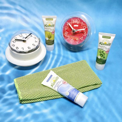 독일 카밀 핸드크림 +  흡착 볼록 시계 + 스포츠타올 수건 사은품, 선물, 로션 답례품 기념품, 행사 판촉물 욕실 용품 쿨타올 타월