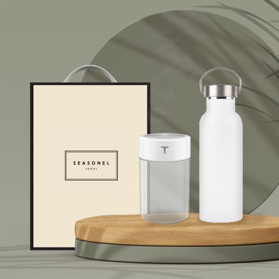 시즈넬 선물세트 슬림진공텀블러500+무드등가습기