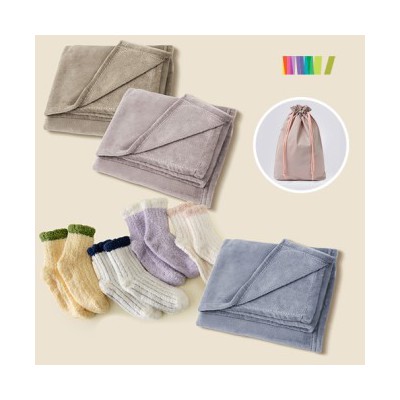 세트) 마시멜로 수면양말M+무릎담요